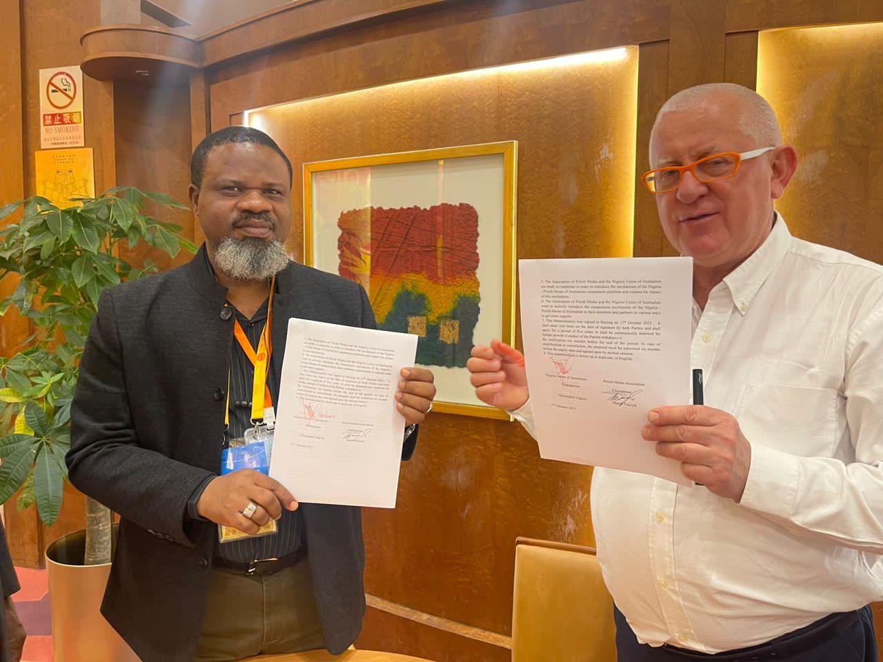 The Nigeria Union of Journalists (NUJ) and the Poland Media Association inked a Memorandum of Understanding The Nigeria Union of Journalists (NUJ) and the Poland Media Association inked a Memorandum of Understanding