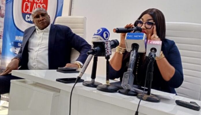 The-Chairman-of-Air-Peace-Ltd.-Dr-Allen-Onyema-and-the-Chief-Operating-Officer-Air-Peace-Mrs-Oluwatoyin-Olajide-at-a-news-conference-held-on-Friday-in-Lagos-750x430 Air Peace reveals 1-hour flight fare exceeds ₦14m
