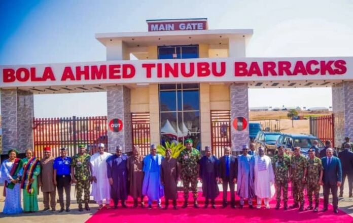 President Tinubu names new military barracks after self