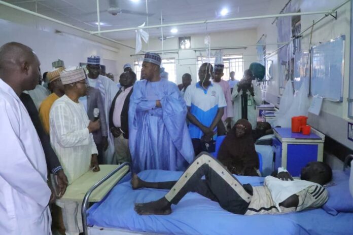 Gov Zulum visits victims of Maiduguri-Damboa road bomb blast, orders free medical care
